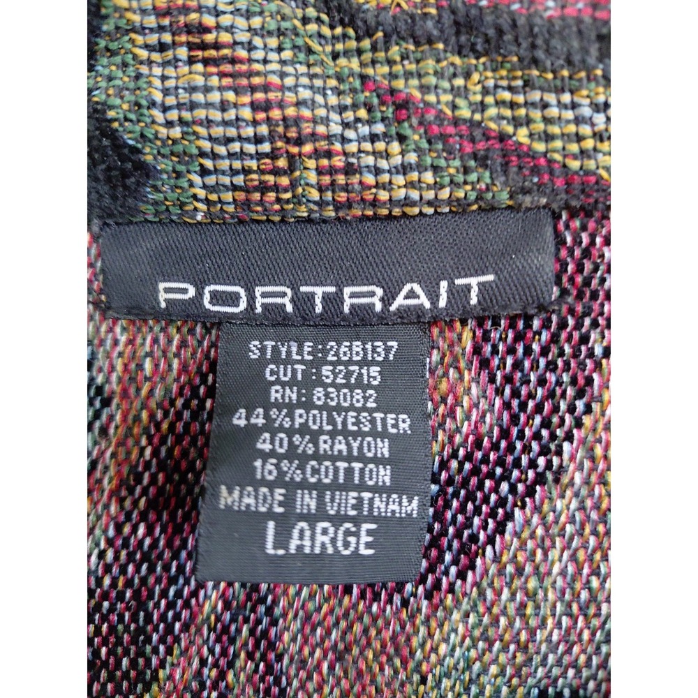 Women's Vintage PORTRAIT Tweed  Black Floral Tapestry Jacket Boho Art To Wear L - Picture 4 of 9